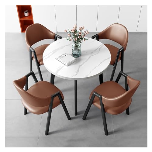 XONJEMU Dining Table Round Dining Table with Soft Backrest,Dining Table Set with Marble Structure,Office Reception Round Table,Space Saving Round 4-Seater Cafe Table,Dining Table for Home,Kitchen, XONJEMU Dining Table Round Dining Table with Soft Backrest,Dining Table Set with Marble Structure,Office Reception Round Table,Space Saving Round 4-Seater Cafe Table,Dining Table for Home,Kitchen, von XONJEMU