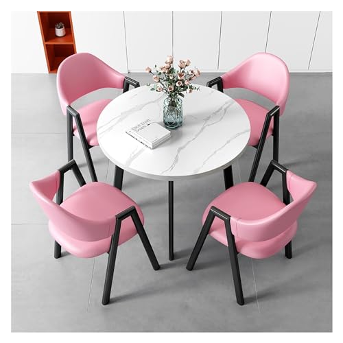 XONJEMU Dining Table Round Dining Table with Soft Backrest,Dining Table Set with Marble Structure,Office Reception Round Table,Space Saving Round 4-Seater Cafe Table,Dining Table for Home,Kitchen, XONJEMU Dining Table Round Dining Table with Soft Backrest,Dining Table Set with Marble Structure,Office Reception Round Table,Space Saving Round 4-Seater Cafe Table,Dining Table for Home,Kitchen, von XONJEMU