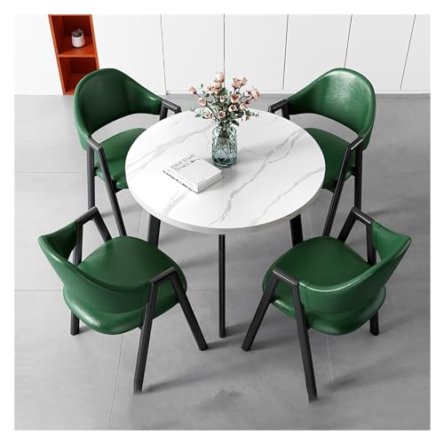XONJEMU Dining Table Round Dining Table with Soft Backrest,Dining Table Set with Marble Structure,Office Reception Round Table,Space Saving Round 4-Seater Cafe Table,Dining Table for Home,Kitchen, XONJEMU Dining Table Round Dining Table with Soft Backrest,Dining Table Set with Marble Structure,Office Reception Round Table,Space Saving Round 4-Seater Cafe Table,Dining Table for Home,Kitchen, von XONJEMU