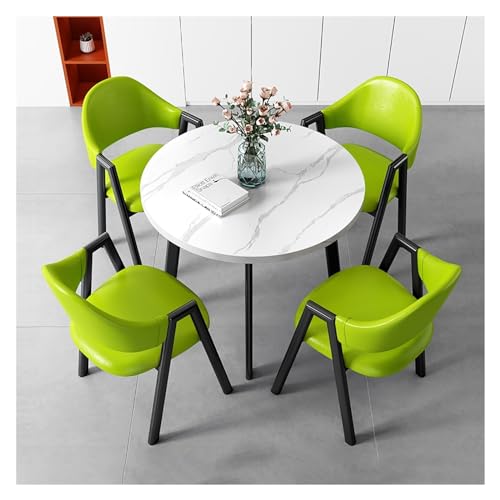 XONJEMU Dining Table Round Dining Table with Soft Backrest,Dining Table Set with Marble Structure,Office Reception Round Table,Space Saving Round 4-Seater Cafe Table,Dining Table for Home,Kitchen, von XONJEMU
