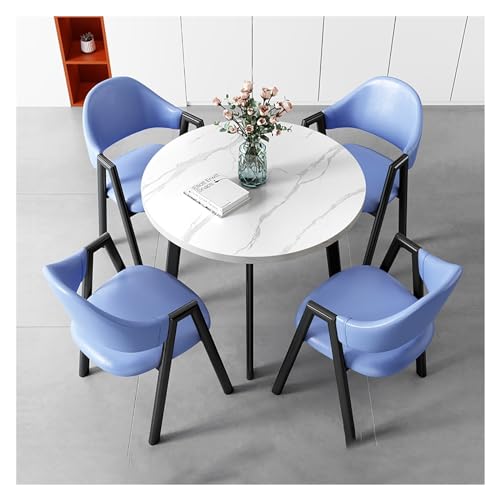 XONJEMU Dining Table Round Dining Table with Soft Backrest,Dining Table Set with Marble Structure,Office Reception Round Table,Space Saving Round 4-Seater Cafe Table,Dining Table for Home,Kitchen, XONJEMU Dining Table Round Dining Table with Soft Backrest,Dining Table Set with Marble Structure,Office Reception Round Table,Space Saving Round 4-Seater Cafe Table,Dining Table for Home,Kitchen, von XONJEMU