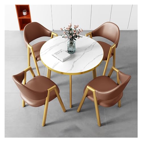 XONJEMU Dining Table with 4 Chairs,Round Dining Table Set with Marble Structure,Dining Room Table with 4 Chairs Set,Kitchen Breakfast Bar Table and Chair Set,Office Reception Round Table,Space Saving XONJEMU Dining Table with 4 Chairs,Round Dining Table Set with Marble Structure,Dining Room Table with 4 Chairs Set,Kitchen Breakfast Bar Table and Chair Set,Office Reception Round Table,Space Saving von XONJEMU