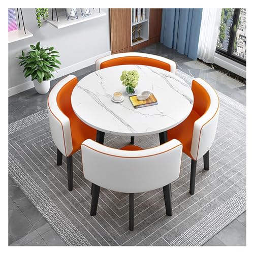 XONJEMU Office Business Hotel Reception Dining Table Set,Office Reception Room Club Table,Round Table Simple Living Room Furniture,Meeting Table,Round Table and Four Chairs,Conference Room Sitting von XONJEMU