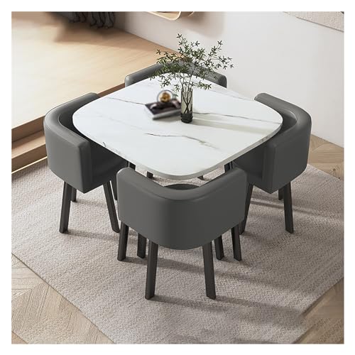 XONJEMU Office Reception Room Club Table,Meetings Small Round Tables,Reception Table and Chair Combination,Meeting Table,Table and Four Chairs,Dining Table with 4 Chairs,Space-Saving Furniture,Dining von XONJEMU