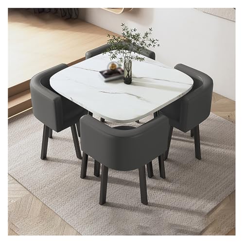 XONJEMU Office Reception Room Club Table,Meetings Small Round Tables,Reception Table and Chair Combination,Meeting Table,Table and Four Chairs,Dining Table with 4 Chairs,Space-Saving Furniture,Dining von XONJEMU