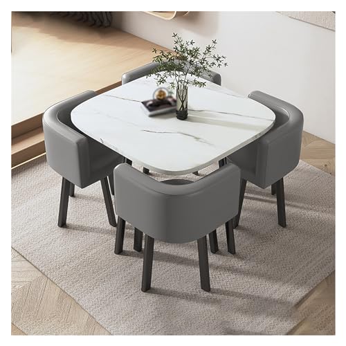 XONJEMU Office Reception Room Club Table,Meetings Small Round Tables,Reception Table and Chair Combination,Meeting Table,Table and Four Chairs,Dining Table with 4 Chairs,Space-Saving Furniture,Dining von XONJEMU