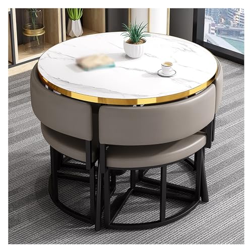 XONJEMU Office Reception Room Club Table,Negotiation Table,Balcony Dining Table Set,Round Sales Tables,Reception Table,Round Conference Table Dining Set with 4 Chairs,Small Conference Room Tables,1 von XONJEMU