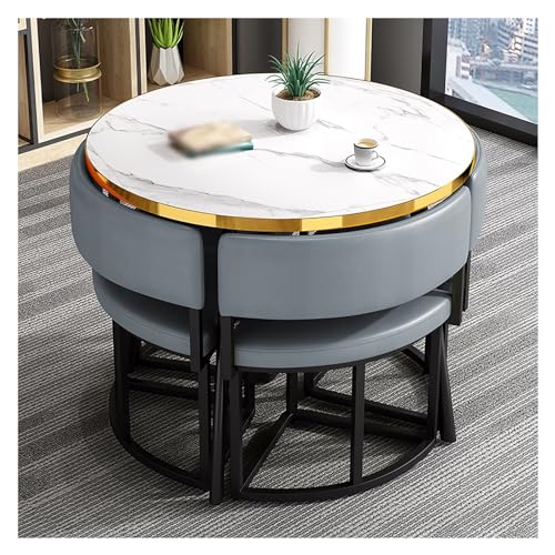 XONJEMU Office Reception Room Club Table,Negotiation Table,Balcony Dining Table Set,Round Sales Tables,Reception Table,Round Conference Table Dining Set with 4 Chairs,Small Conference Room Tables,1 von XONJEMU