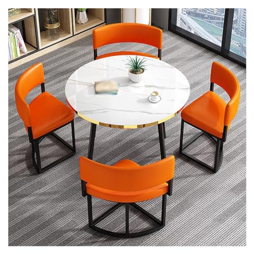XONJEMU Office Reception Room Club Table,Negotiation Table,Balcony Dining Table Set,Round Sales Tables,Reception Table,Round Conference Table Dining Set with 4 Chairs,Small Conference Room Tables,1 von XONJEMU