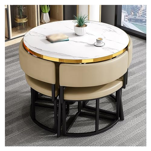 XONJEMU Office Reception Room Club Table,Negotiation Table,Balcony Dining Table Set,Round Sales Tables,Reception Table,Round Conference Table Dining Set with 4 Chairs,Small Conference Room Tables,1 von XONJEMU