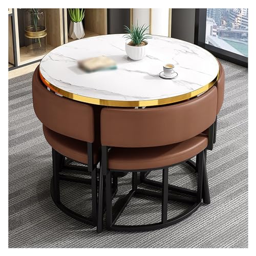 XONJEMU Office Reception Room Club Table,Negotiation Table,Balcony Dining Table Set,Round Sales Tables,Reception Table,Round Conference Table Dining Set with 4 Chairs,Small Conference Room Tables,1 von XONJEMU