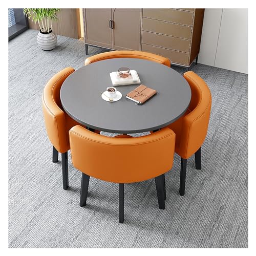 XONJEMU Office Reception Room Club Table,Negotiation Table,Coffee Table and Chair Set,Office Conference Tables,Small Conference Room Tables,Meetings,Round Sales Tables,1 Table 4 Chairs,Space-Saving von XONJEMU