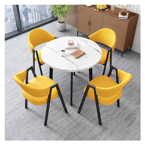 XONJEMU Office Reception Room Club Table,Negotiation Table,Small Conference Room Tables,Coffee Table and Chair Set,Office Conference Tables,Round Sales Tables,Space-Saving Furniture,1 Table,4 Chairs, von XONJEMU