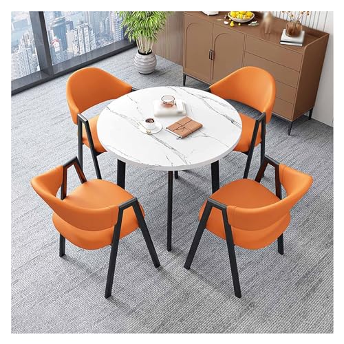 XONJEMU Office Reception Room Club Table,Negotiation Table,Small Conference Room Tables,Coffee Table and Chair Set,Office Conference Tables,Round Sales Tables,Space-Saving Furniture,1 Table,4 Chairs, von XONJEMU