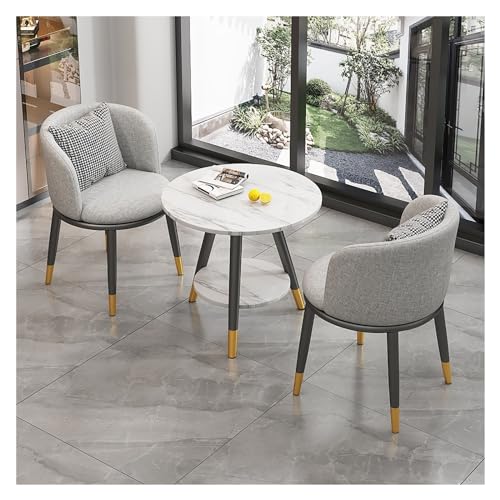 XONJEMU Office Reception Room Club Table,Round Dining Table with 2 Chairs Set,Meeting Table with Chairs,Office Conference Tables,Coffee Table and Chair Set,Space-Saving Furniture,Reception Room,Small von XONJEMU