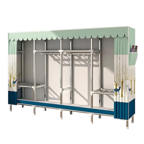 XONJEMU Pop-Up Canvas Wardrobe,Open Fabric Wardrobe with Hanging Rails and Side Pockets,Foldable Cabinets with Zip,170 cm Portable Wardrobe von XONJEMU