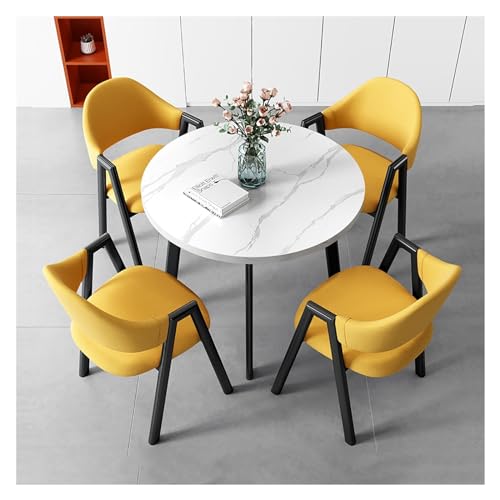 XONJEMU Reception Table and Chair Combination,80 cm Office Table and Chair Set,Reception Coffee Table,Round Dining Table with 4 Chairs,Coffee Table and Chair Set,Space-Saving Furniture,Office, von XONJEMU