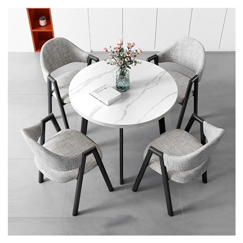 XONJEMU Reception Table and Chair Combination,80 cm Office Table and Chair Set,Reception Coffee Table,Round Dining Table with 4 Chairs,Coffee Table and Chair Set,Space-Saving Furniture,Office, von XONJEMU