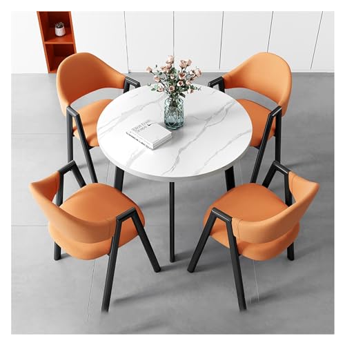 XONJEMU Reception Table and Chair Combination,80 cm Office Table and Chair Set,Reception Coffee Table,Round Dining Table with 4 Chairs,Coffee Table and Chair Set,Space-Saving Furniture,Office, von XONJEMU