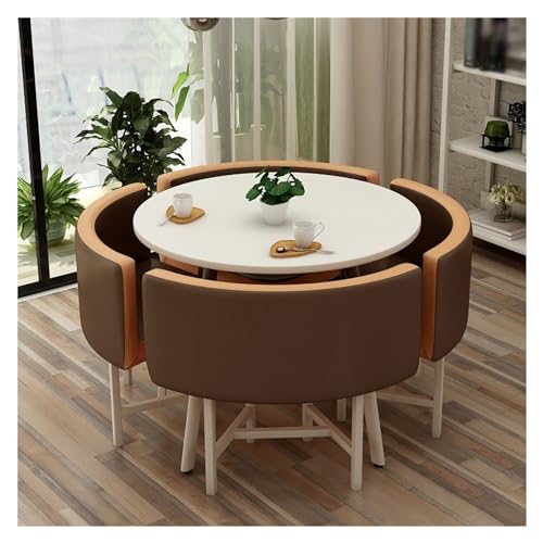 XONJEMU Reception Table and Chair Combination,Dining Table Set,Meeting Table with Chairs,Negotiation Table Meetings Small Round Tables,Round Dining Table with 4 Chairs,for Dining Room,Kitchen,Living von XONJEMU