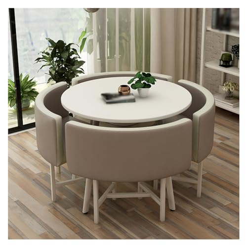 XONJEMU Reception Table and Chair Combination,Dining Table Set,Meeting Table with Chairs,Negotiation Table Meetings Small Round Tables,Round Dining Table with 4 Chairs,for Dining Room,Kitchen,Living von XONJEMU
