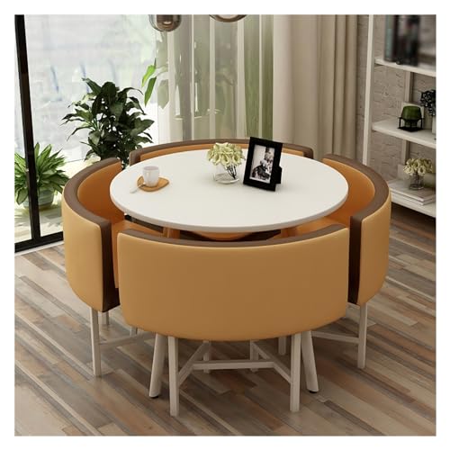 XONJEMU Reception Table and Chair Combination,Dining Table Set,Meeting Table with Chairs,Negotiation Table Meetings Small Round Tables,Round Dining Table with 4 Chairs,for Dining Room,Kitchen,Living von XONJEMU