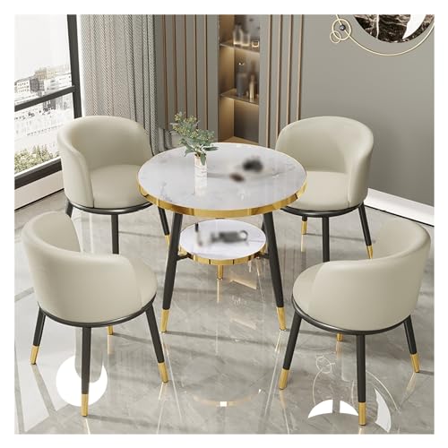 XONJEMU Reception Table and Chair Combination,Office Table and Chair Set,Coffee Table,Office Round Meeting Table,Negotiating Table,Meetings,Small Tables,Space-Saving,for Dining Room,Living Room, von XONJEMU