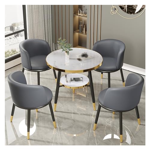 XONJEMU Reception Table and Chair Combination,Office Table and Chair Set,Coffee Table,Office Round Meeting Table,Negotiating Table,Meetings,Small Tables,Space-Saving,for Dining Room,Living Room, von XONJEMU