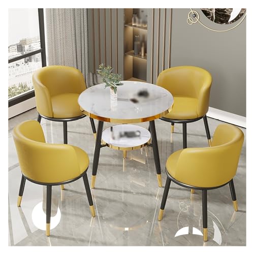 XONJEMU Reception Table and Chair Combination,Office Table and Chair Set,Coffee Table,Office Round Meeting Table,Negotiating Table,Meetings,Small Tables,Space-Saving,for Dining Room,Living Room, von XONJEMU