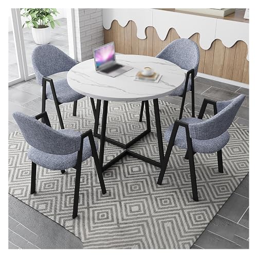 XONJEMU Reception Table and Chair Combination,Office Table and Chair Set,Reception Coffee Table,Coffee Table and Chair Set,Round Dining Table with 4 Chairs,Space-Saving Furniture,Office,Conference von XONJEMU