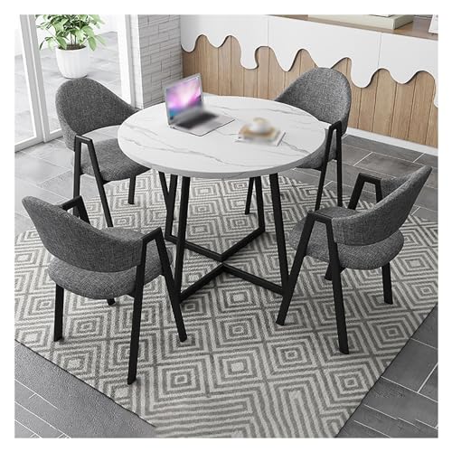 XONJEMU Reception Table and Chair Combination,Office Table and Chair Set,Reception Coffee Table,Coffee Table and Chair Set,Round Dining Table with 4 Chairs,Space-Saving Furniture,Office,Conference von XONJEMU