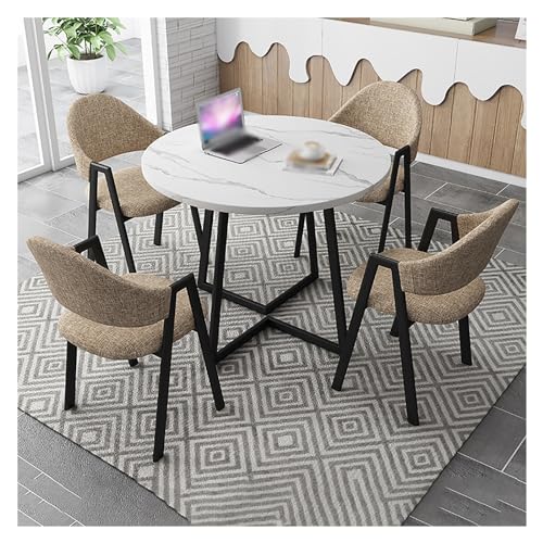 XONJEMU Reception Table and Chair Combination,Office Table and Chair Set,Reception Coffee Table,Coffee Table and Chair Set,Round Dining Table with 4 Chairs,Space-Saving Furniture,Office,Conference von XONJEMU