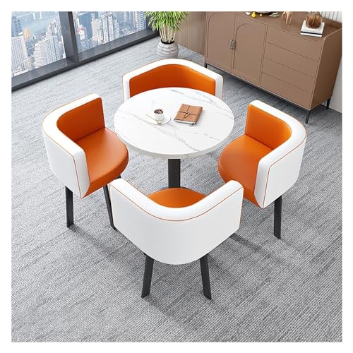 XONJEMU Reception Table and Chair Combination,Office Table and Chair Set,Reception Coffee Table,Coffee Table and Chair Set,Tables and Chairs for Reception,Negotiation Table,Round Dining Table with 4 von XONJEMU