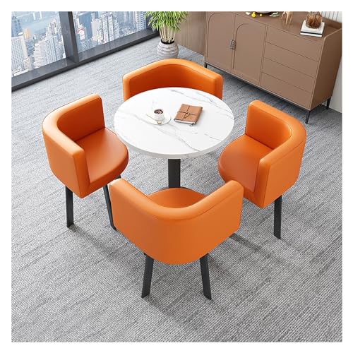 XONJEMU Reception Table and Chair Combination,Office Table and Chair Set,Reception Coffee Table,Coffee Table and Chair Set,Tables and Chairs for Reception,Negotiation Table,Round Dining Table with 4 von XONJEMU