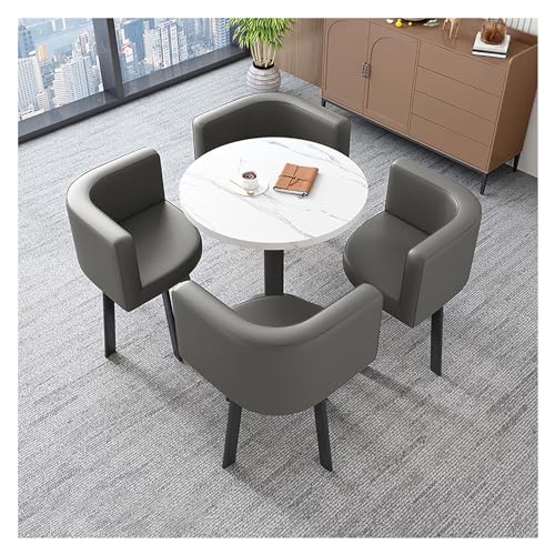 XONJEMU Reception Table and Chair Combination,Office Table and Chair Set Reception Coffee Table,Coffee Table and Chair Set,Tables and Chairs for Reception,Negotiation Table,Round Dining Table with 4 von XONJEMU