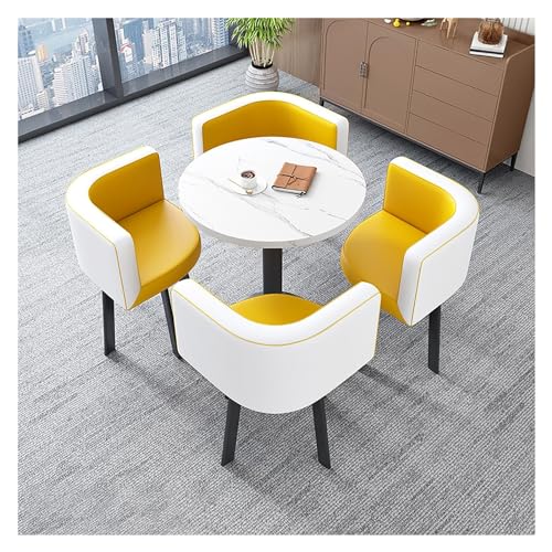 XONJEMU Reception Table and Chair Combination,Office Table and Chair Set Reception Coffee Table,Coffee Table and Chair Set,Tables and Chairs for Reception,Negotiation Table,Round Dining Table with 4 von XONJEMU