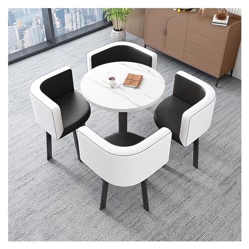 XONJEMU Reception Table and Chair Combination,Office Table and Chair Set Reception Coffee Table,Coffee Table and Chair Set,Tables and Chairs for Reception,Negotiation Table,Round Dining Table with 4 von XONJEMU