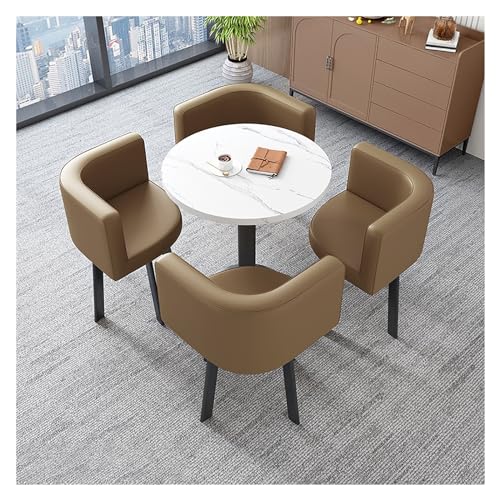 XONJEMU Reception Table and Chair Combination,Office Table and Chair Set Reception Coffee Table,Coffee Table and Chair Set,Tables and Chairs for Reception,Negotiation Table,Round Dining Table with 4 von XONJEMU
