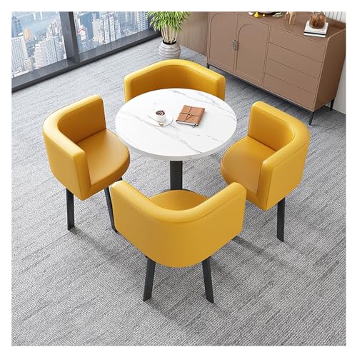 XONJEMU Reception Table and Chair Combination,Office Table and Chair Set Reception Coffee Table,Coffee Table and Chair Set,Tables and Chairs for Reception,Negotiation Table,Round Dining Table with 4 von XONJEMU