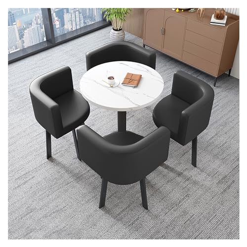 XONJEMU Reception Table and Chair Combination,Office Table and Chair Set Reception Coffee Table,Coffee Table and Chair Set,Tables and Chairs for Reception,Negotiation Table,Round Dining Table with 4 von XONJEMU
