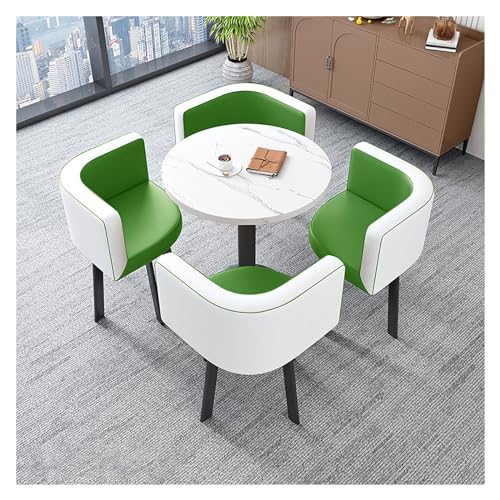 XONJEMU Reception Table and Chair Combination,Office Table and Chair Set Reception Coffee Table,Coffee Table and Chair Set,Tables and Chairs for Reception,Negotiation Table,Round Dining Table with 4 von XONJEMU
