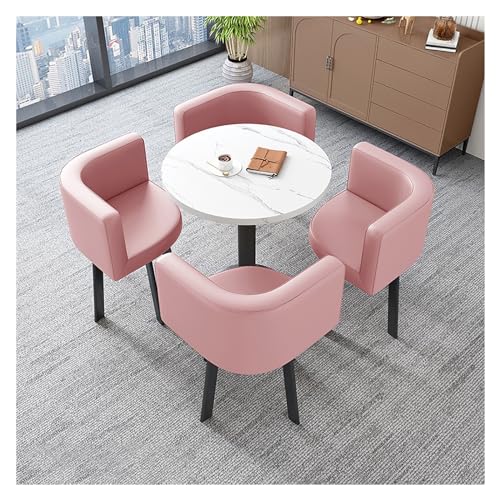 XONJEMU Reception Table and Chair Combination,Office Table and Chair Set Reception Coffee Table,Coffee Table and Chair Set,Tables and Chairs for Reception,Negotiation Table,Round Dining Table with 4 von XONJEMU