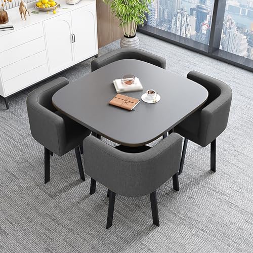XONJEMU Reception Table and Chair Combination,Small Table,Negotiating Table,Office,Shops,Meetings,Small Round Tables,Coffee Table and Chair Set,Space-Saving Furniture,Conference Tables (Colour: Dark XONJEMU Reception Table and Chair Combination,Small Table,Negotiating Table,Office,Shops,Meetings,Small Round Tables,Coffee Table and Chair Set,Space-Saving Furniture,Conference Tables (Colour: Dark von XONJEMU
