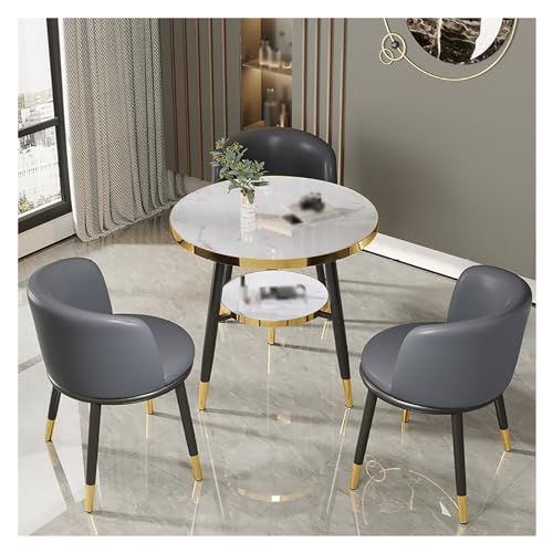 XONJEMU Round Conference Table,Dining Room Dining Table with 3 Chairs,Negotiation Table,Reception Table,Kitchen Table for Home,Meeting Table,Leisure Table,Office,Coffee,Reception,Furniture von XONJEMU