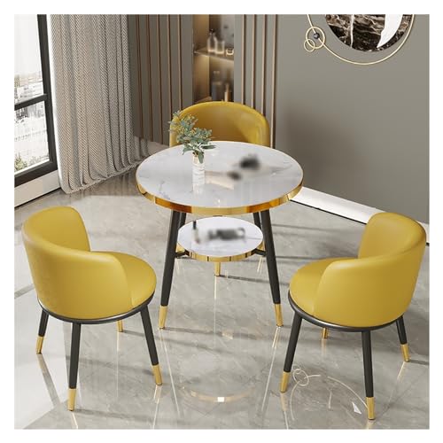 XONJEMU Round Conference Table,Dining Room Dining Table with 3 Chairs,Negotiation Table,Reception Table,Kitchen Table for Home,Meeting Table,Leisure Table,Office,Coffee,Reception,Furniture von XONJEMU