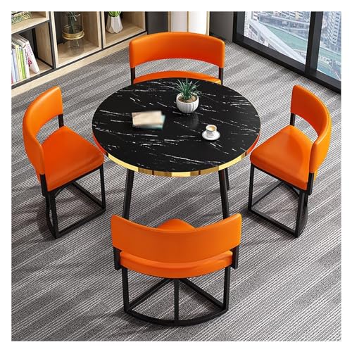 XONJEMU Round Conference Table,Dining Table,Office Reception Room,Club Table,Coffee Table and Chair Set,Office Conference Tables,Negotiating Table,Round Table and Four Chairs,Meeting Table,Small von XONJEMU