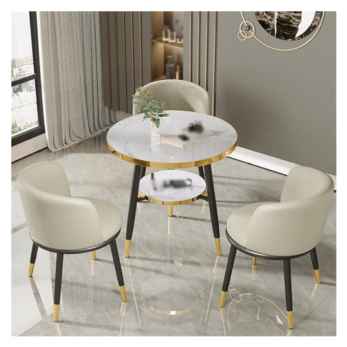 XONJEMU Round Conference Table,Dining Table with 3 Chairs,Negotiation Table,Reception Table,Kitchen Table for Home,Meeting Table,Leisure Table,Office,Coffee,Reception,Furniture Combination (Colour: von XONJEMU