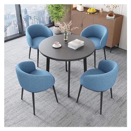 XONJEMU Round Conference Table,Meeting Table,Negotiation Table,Reception Table,Dining Room Group Dining Table with 4 Chairs,Leisure Coffee Table Set,Kitchen Table,1 Table,4 Chairs,Space-Saving von XONJEMU