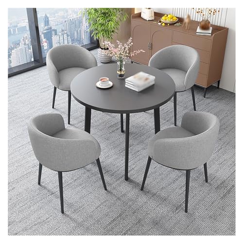 XONJEMU Round Conference Table,Meeting Table,Negotiation Table,Reception Table,Dining Room Group Dining Table with 4 Chairs,Leisure Coffee Table Set,Kitchen Table,1 Table,4 Chairs,Space-Saving von XONJEMU