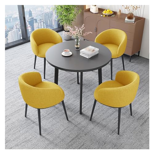XONJEMU Round Conference Table,Meeting Table,Negotiation Table,Reception Table,Dining Room Group Dining Table with 4 Chairs,Leisure Coffee Table Set,Kitchen Table,1 Table,4 Chairs,Space-Saving von XONJEMU
